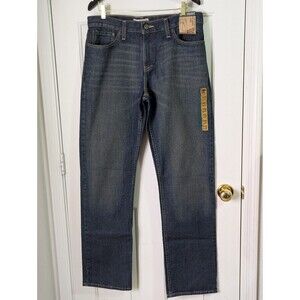 NWT Route 66 Slim Straight Denim Jeans Mens 34 X 34 Dark Wash Distressed Y2K